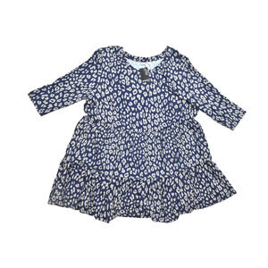 Avenue Plus Size 22/24 Wild Night Blue Tiered Tunic Dress Animal Print NEW